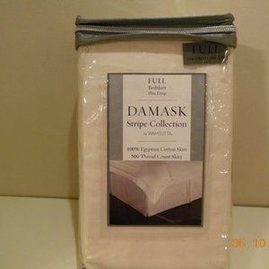 WAMSUTTA DAMASK STRIPE FULL BEDSKIRT IVORY - BRAND NEW IN PACKAGE